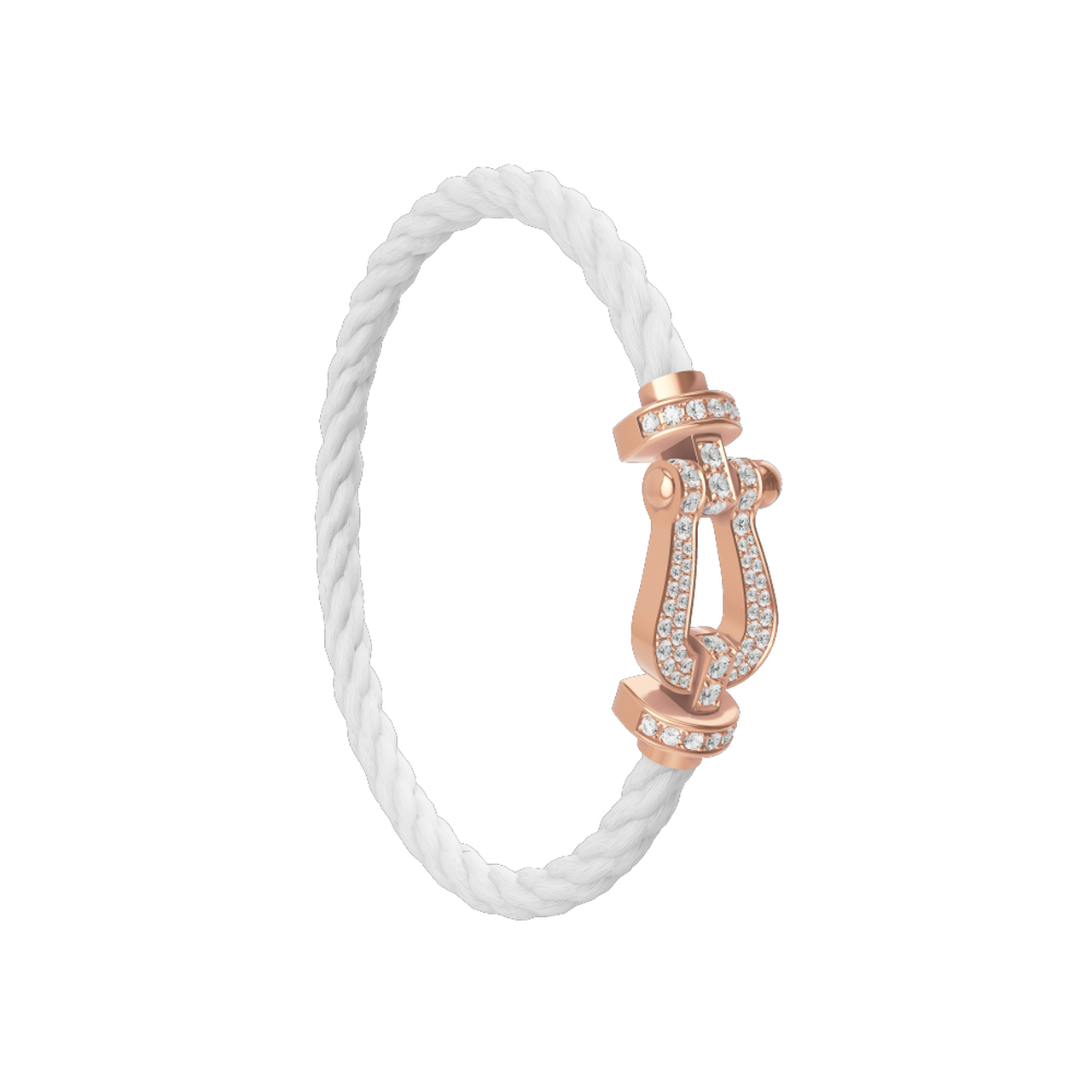 Fred Force 10 Large Rose Gold and Diamond Pav Cable Bracelet